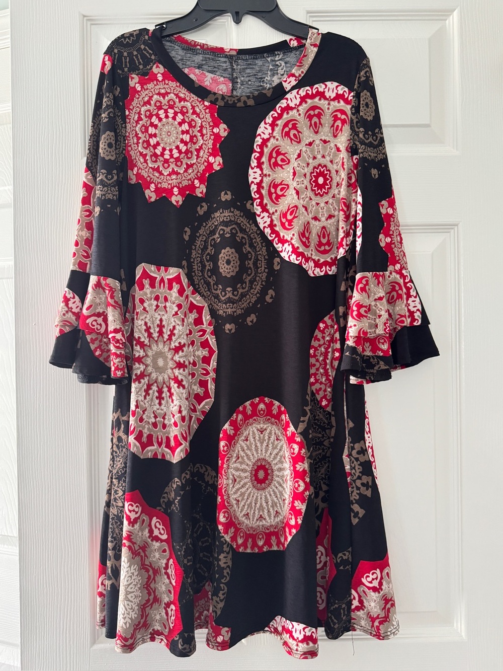 Women’s Black Red Medallion Swing Top - (Brand)